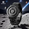 EUTOUR watches male magnetic watches quartz waterproof leather steel stainless steel bracelet watches black dial fashion sports