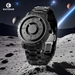 EUTOUR watches male magnetic watches quartz waterproof leather steel stainless steel bracelet watches black dial fashion sports
