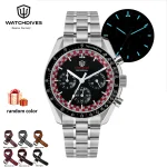 Watchdives WD1863 Chronograph Watch VK63 Quartz Movement Bubble Sapphire Crystal 10Bar Waterproof Luminous 39mm Vintage Watches