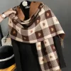 Unisex Cashmere Feel Scarf Winter Warm Soft Neck Wrap for Men Women All-Match Outdoor Hiking Scarf Decorate The Gift