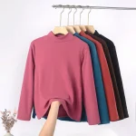 XL to 8XL Plus size Mock Neck Bottoming T-shirt Long sleeves Autumn Winter Warm Tshirts Loose Undershirt Base Tee Tops