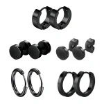 10Pcs Punk Hip Hop Minimalis Stainless Steel Stud Earring Piercing Black for Women Man Teen Jewelry Rock Gift Accessories Trendy