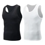 Men's Four Seasons Classic Black and White Solid Color Large Size Narrow Shoulder Tank Top Comfortable Sports Fitness Shirt