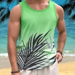 Summer Man Vest Hawaiian Beach Style Coconut Tree Print Sleeveless Shirts Casual O-neck Loose Tees Fashion Loose Men's Tank Tops