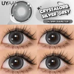 UYAAI 1 Pair Gray Lenses Black Colored Contact Lenses for Eyes Korean Style Big Eye Lenses for Woman Natural Beauty Pupils