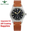 Militado Men's Watch Small Seconds Vintage Field Quartz 36mm Waterproof 100m Retro Army D12 V2 AR Coating Sapphire Wristwatches