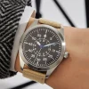 Canvas Khaki Mechanical Watch Flieger Aviator Pilot Steel Wristwatch Arrow WWII German WW2 Automatic Movement Japan Sapphire