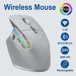 RGB Rechargeable Ergonomic Wireless Bluetooth Mouse 2.4G for Gaming And Office Use Computer Mouse