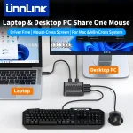 Unnlink Borderless Mouse Cross Screen, Two Computers Share One Mouse & Keyboard USB KVM Switch Hardware for Windows Mac Linux