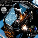MIL-STD Professional GPS Outdoor Smart Watch Men Flashlight Compass Waterproof Military Sport Tracker Bluetooth Call Smartwatch