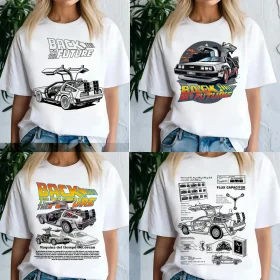 DeLorean Back To The Future T-shirt Graphic Aesthetic Kawaii Women T Shirt Harajuku Trendy Graphic Men Tees Tops