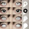 UYAAI Cosplay White Lenses Halloween Color Contact Lenses Crazy White Eye Lenses Anime Black Make Up Lenses Vampire Red Lenses