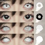 UYAAI Cosplay White Lenses Halloween Color Contact Lenses Crazy White Eye Lenses Anime Black Make Up Lenses Vampire Red Lenses