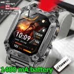 Robust military smart watch 1400Mah battery fitness tracking 10ATM waterproof tactical sports flashlight men's phone watch