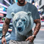 Fashion Polar Bear Graphic T Shirts Summer Trend Short Sleeve Crew Neck 3D Printed Mens T-shirts Loose Streetwear Kids Tees Tops